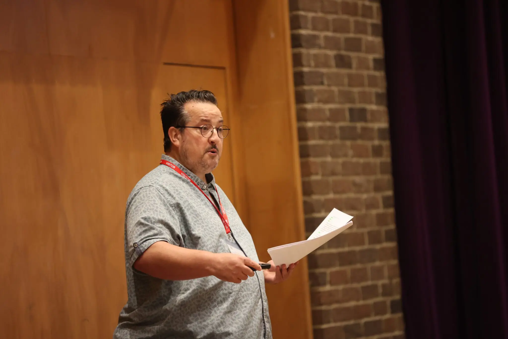 Julian Page giving a talk to students