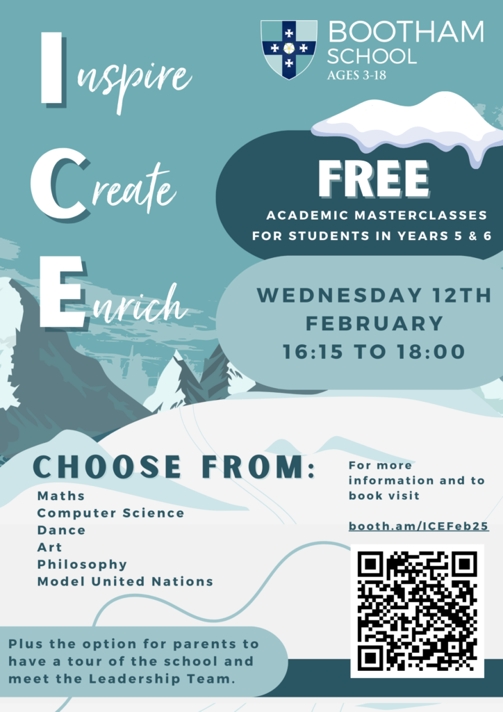 ICE Masterclasses poster from Bootham School