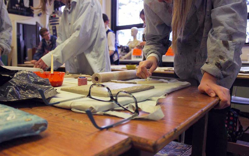 students in an art lesson at the Friends' School Lisburn