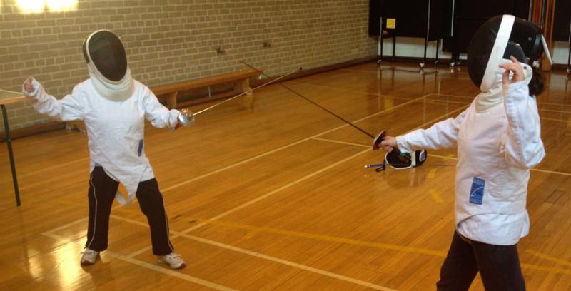Children from The Mount School in York fencing