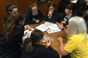 The Mount School girls working on the Faraday challenge