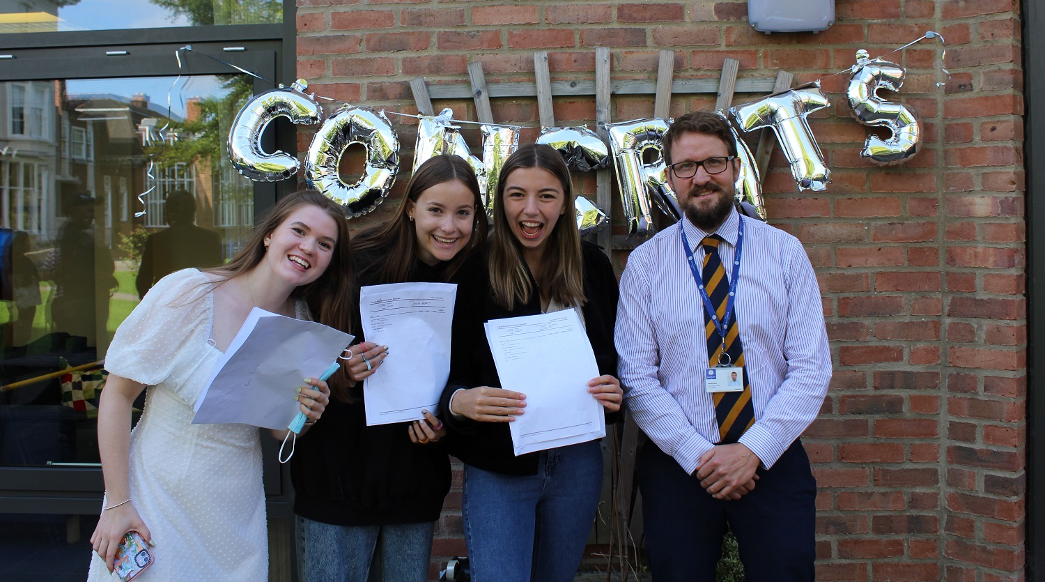 The mount school girls with teacher on results day
