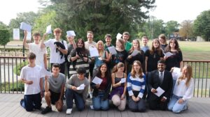 Leighton Park School students on GCSE results day 2025