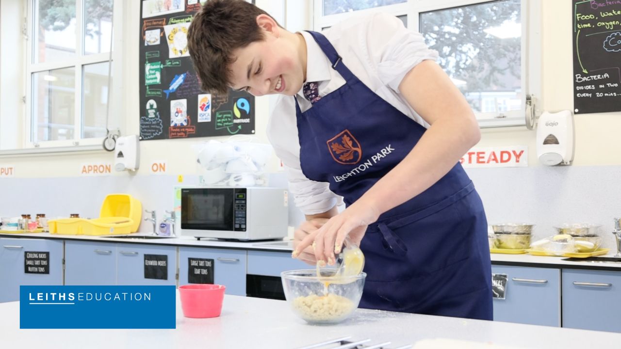 Leighton Park student in Leiths culinary school class